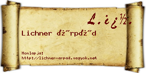 Lichner Árpád névjegykártya